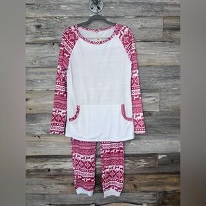 Women's Festive Red and White Pajama Set